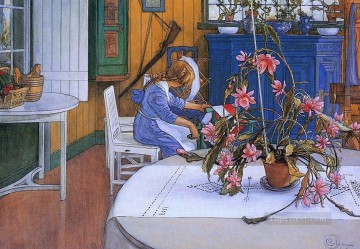 Interior con cactus 1914 Carl Larsson Pinturas al óleo
